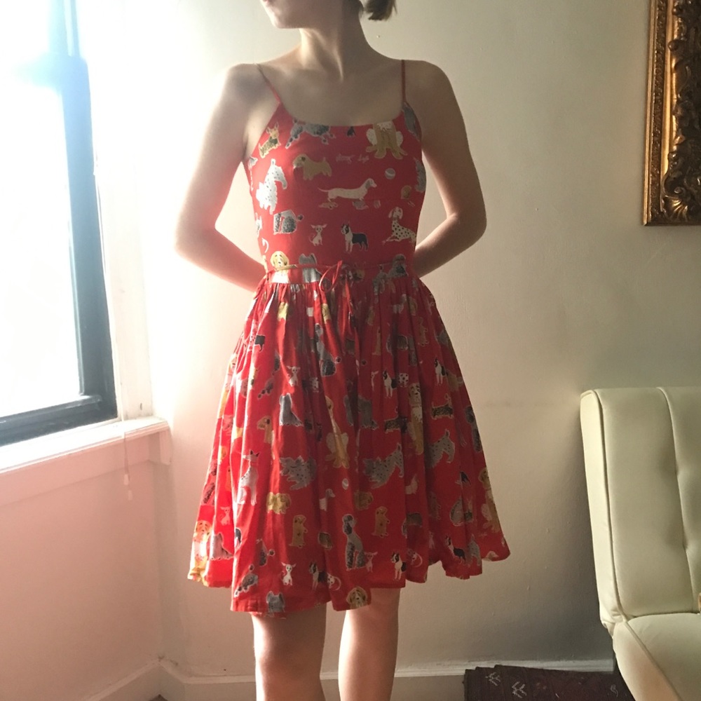 Bernie Dexter sundress in red dog print